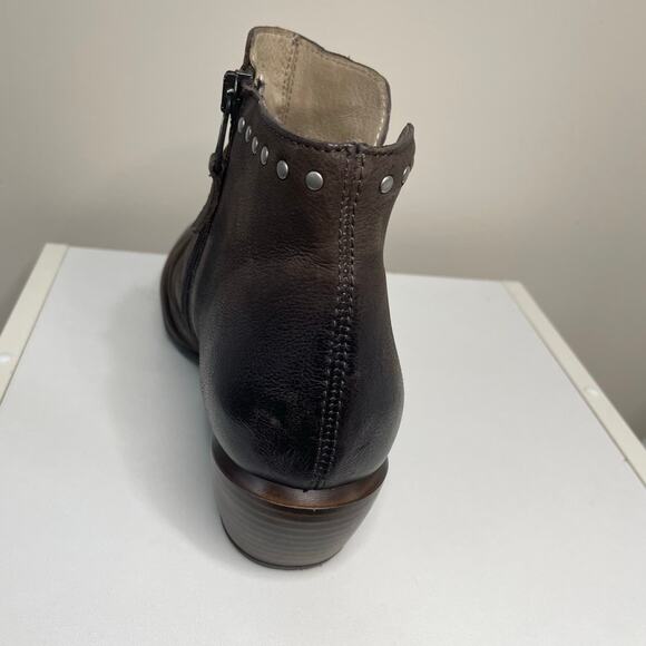 Miz Mooz Ruched Slouchy Leather Studded Ankle Boots Booties‎ Zipper Brown Sz 38 - Picture 3 of 13